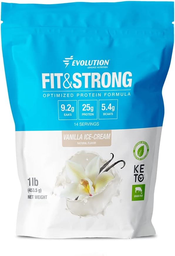 Evolution Advance Nutrition Grass Fed 100% Whey Protein Tozu - BCAA ile Pure Protein Toz, Hızlı Absorbing ve Optimal Kas Kurtarma için Hızlı Digestasyon - 1 Pound (Vanilla)