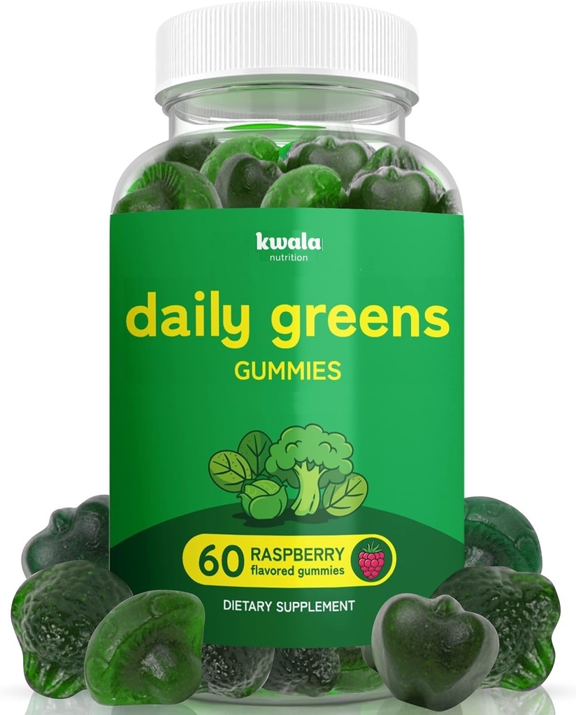 Daily Super Greens Gummies to Boost Energy | with Moringa, Spirulina, Chlorella, Veggies & More | Adds 8 Blends | for Women and Men | Vegan, Non-GMO Supplement | 60 Count