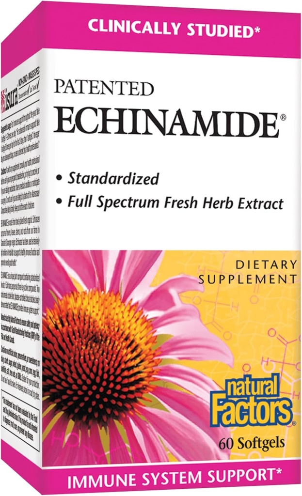 Doğal Faktörler, Echinamidamid, Echinacea Supplement for Immune and Wellness Support, 60 Softgels