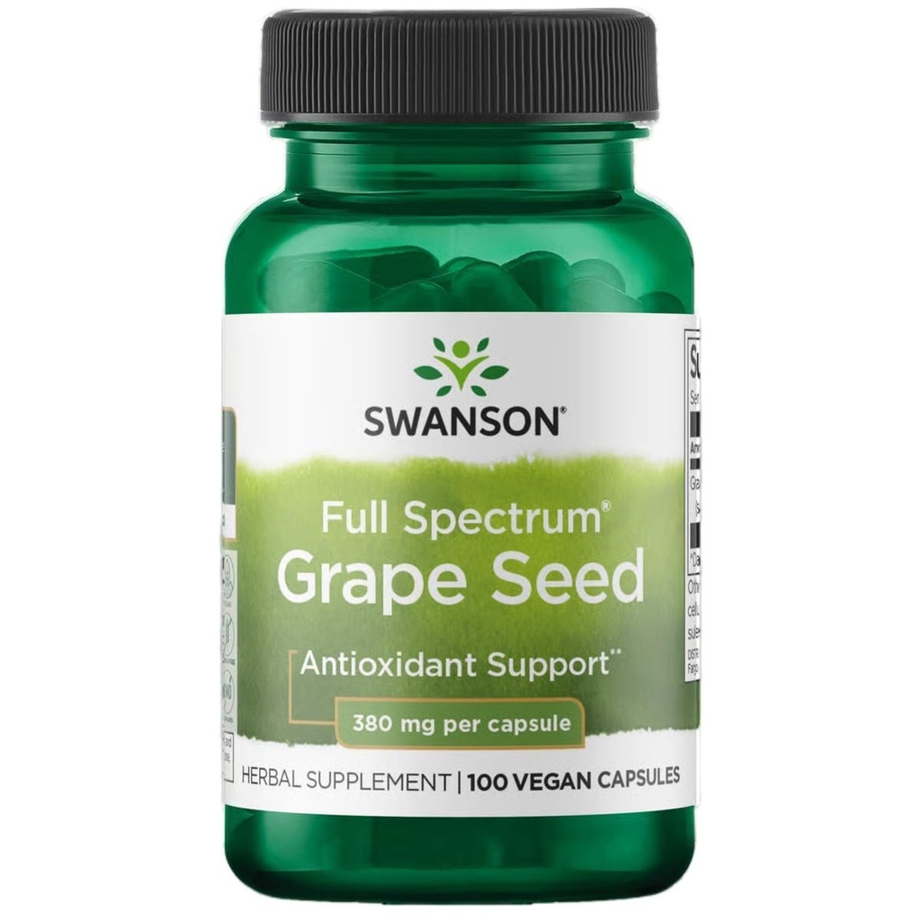 Swanson Grape Tohum Kalp Antioksik Radikaller Sağlıklı Kan Baskı Desteği Polyols Offordable (Oligomeric Proanthocyanidins) Herbal Supplement 380 mg 100 Capsules