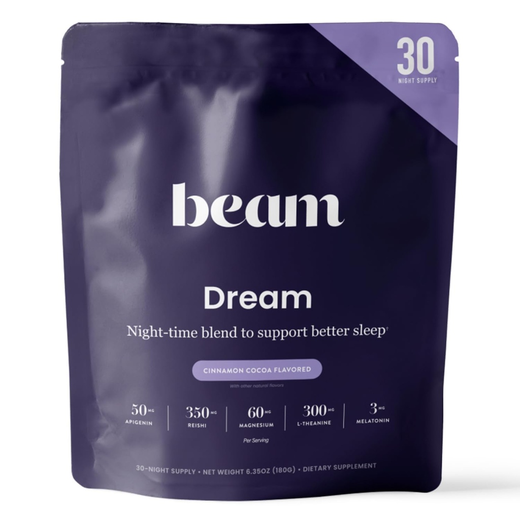 Beam Dream Sleep Toz, L-Theanine, Apigenin, Reishi ve Magnezyum, Üçüncü Parti Derin Uyku, Rahatlama ve Kurtarma için Doğal Uyku Desteği Test Edildi, 30 Hizmet