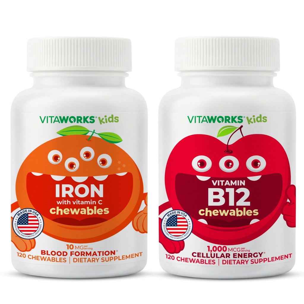 Çocuklar Demir 10 mg + Vitamin C Chewables + Vitamin B12 Chewables Sche