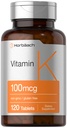 Horbäach Vitamin K Supplement | 100mcg | 120 Tabletler | Vejetary, Non-GMO & Gluten Free Supplement Supplement
