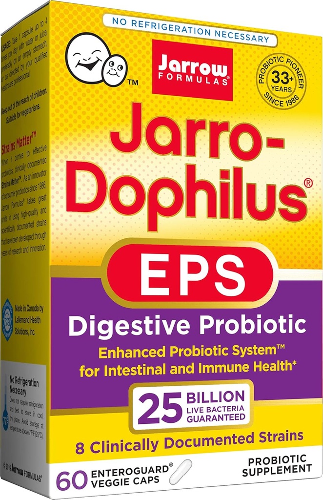 Jarrow Formulas Jarro-Dofilius EPS Yüksek Potency, 25 Milyar Hücreler Veggie Capsules, Supports Gastointestinal Health, 60 (Cool Ship, Pack of 2)