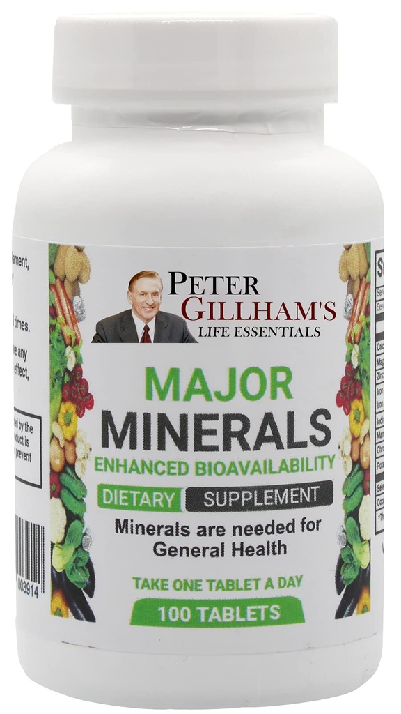 Major Minerals 100 Tablets, No Oxide! Easy to Digest Multimineral, Balanced for Men & Woman Bone & Immune System Support with Iron and Potassium byPeter Gillham's Life Essentials