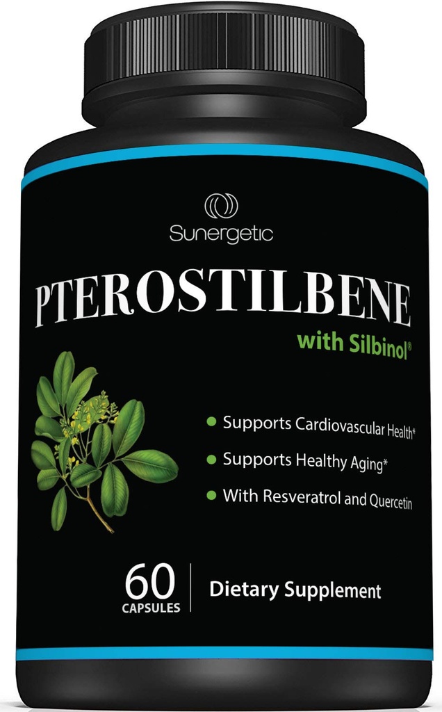 Premium Pterostilbene Supplement – Pterostilbene with Resveratrol & Quercetin - Sağlıklı Ağlama - Doğal Kaynak Pterostilbene 100 mg per Service – 60 Capsules