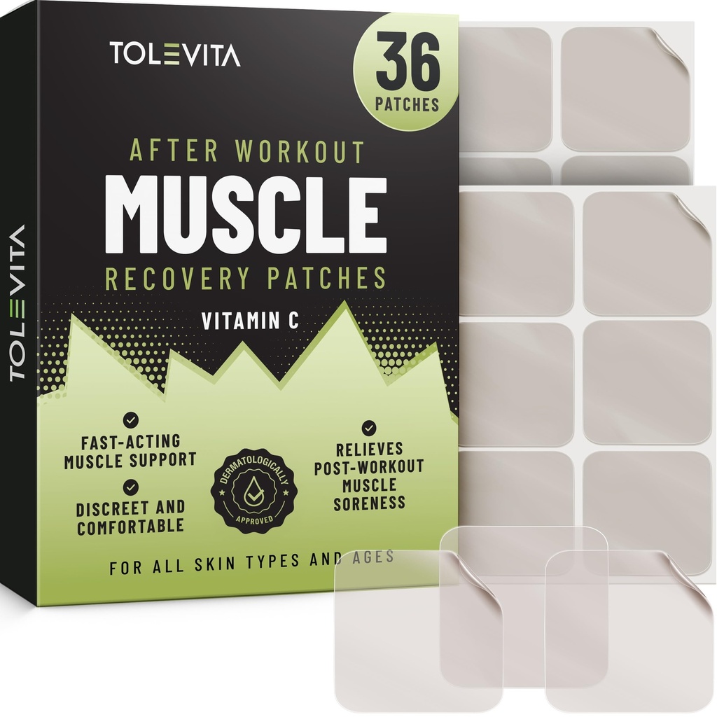 Post Workout Muscle Recoveryes with Vitamin C - 36 Patches for Active Lifestyle Support, Helps Soothe and Reno After Egzersiz, and Easy-to-Use for Men and Women