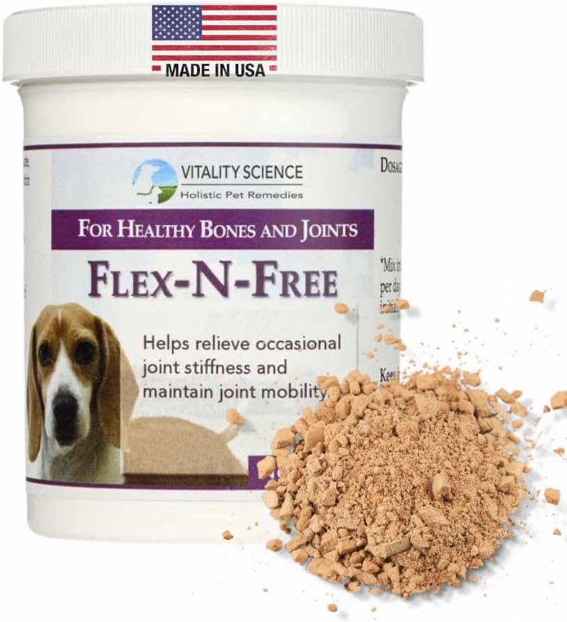 Vitality Science Flex N Free for Dogs | Sağlıklı Kemikleri ve Ortakları | Relieves Stiffness | Ortak Hareketliliği koruyun | Inflammation | Builds Bone Tound | 100% Safe & Natural (120g)