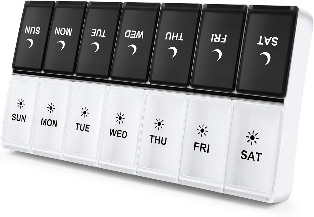 DANYING Ekstra Büyük Pill Organizer 2 Zaman Bir Gün, XL Haftalık Pill Box 2 Gün, AM PM Pill Case, Day Night Pill Container 7 Day, Vitamin Case Two a Day, XL Weekly Pill Box 2 Per Day