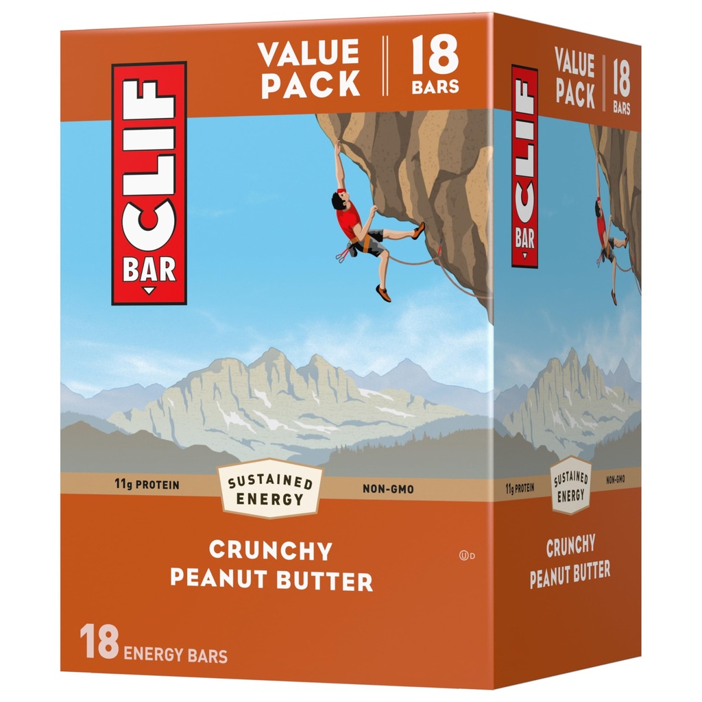 KLAÇ - Crunchy Peanut Butter - Organik Oats - 11g proteini - Non-GMO - Plantive - Energy Bars - 2.4 oz. (18 Pack)