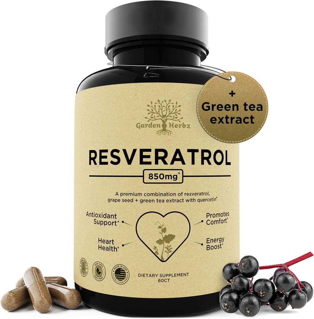 Quercetin & Grape Tohumu ile Tamamlayıcı – 850 mg Herbal Mix, High Potency Polyols & Antioksis for General Wellness, 60 Vegan Capsules