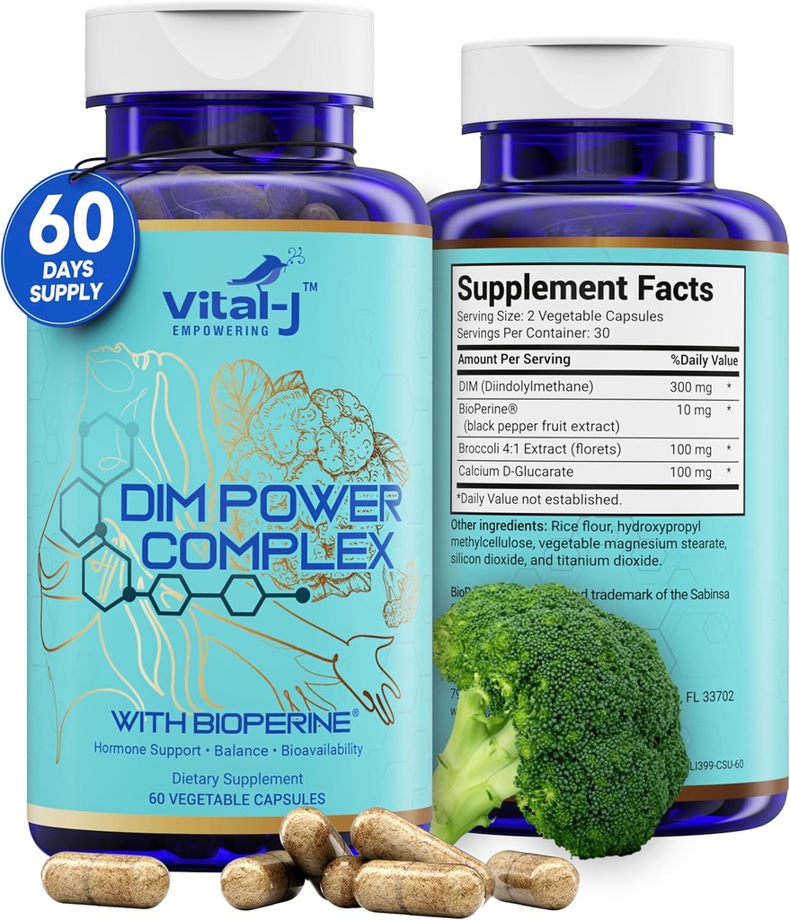 4-in-1 DIM Potent Kompleks 300 mg - Estrogen Denge ve Metabolism, Enerji & Menopause Support Supplement with Bioperine (x4), tüberküloz ve Broccoli Ekstraksiyon - Kadınlar ve Erkekler için 60 Hizmet