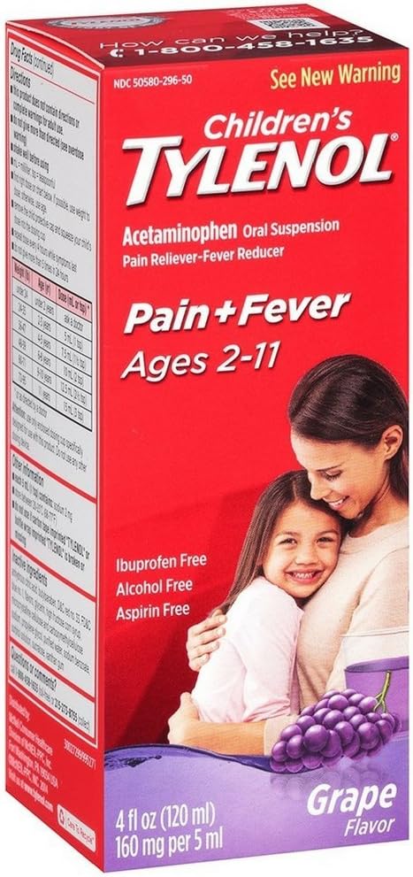 TYLENOL Children's Oral Suspension Grape Splash Flavor 4 oz (Pack of 8)