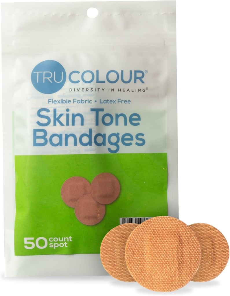 Tru-Colour Skin Tone Spot Bandages, Resealable Bag (50 Count) - Esnek, Su ısıtıcısı, PFAS-Free Prestige Strips Fırkaları Korumaya Yardım Ediyor, Pimples, Pokes - Zeytinyağı