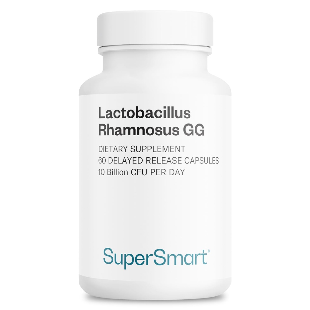 Supersmart Lactobacillus Rhamnosus GG günde 10 Milyar CFU (LGG Probiyotik with Inulin) - L. Rhamnosus Supplement | Non-GMO & Gluten Free - 60 DR Capsules