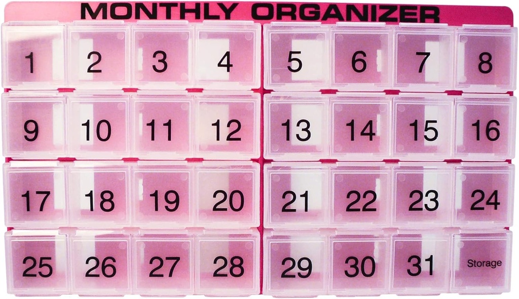 31 Günlük Pill Organizer | 1 per Day, 4 Hafta, 31 Karşılaştırma + Depolama Aylık Pill Organizer | Tray ve 8 Reforceparts