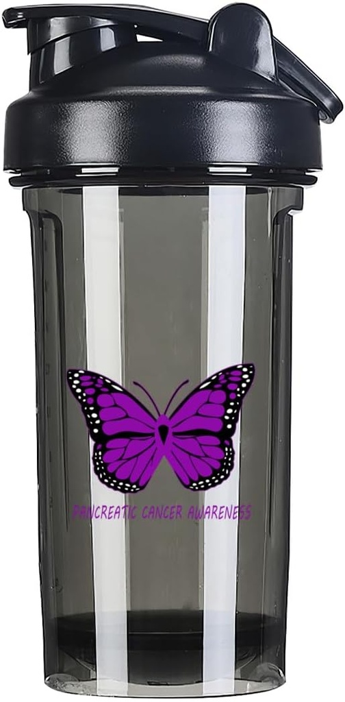 Pankretik Kanser Farkındalığı 18 Ounce Shaker Şişe İçecek Mixer Leak-proof Pre Workout Protein Shakes Meal Yenileme Shakes Şişes 500ML/18 Oz Black&-1-1
