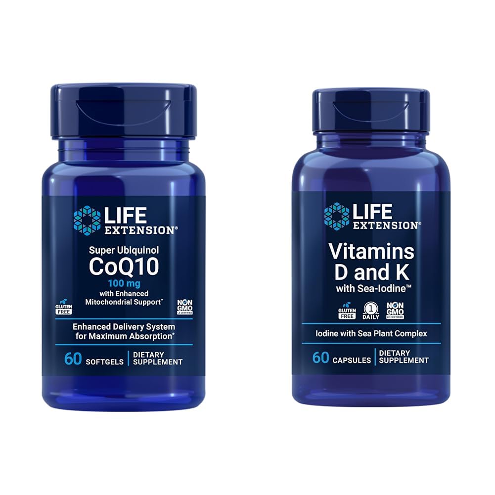 Life Extension Super Ubiquinol CoQ10 gelişmiş Mitochondrial Support & Vitamins D ve K ile Sea-Iodine, Vitamin D3