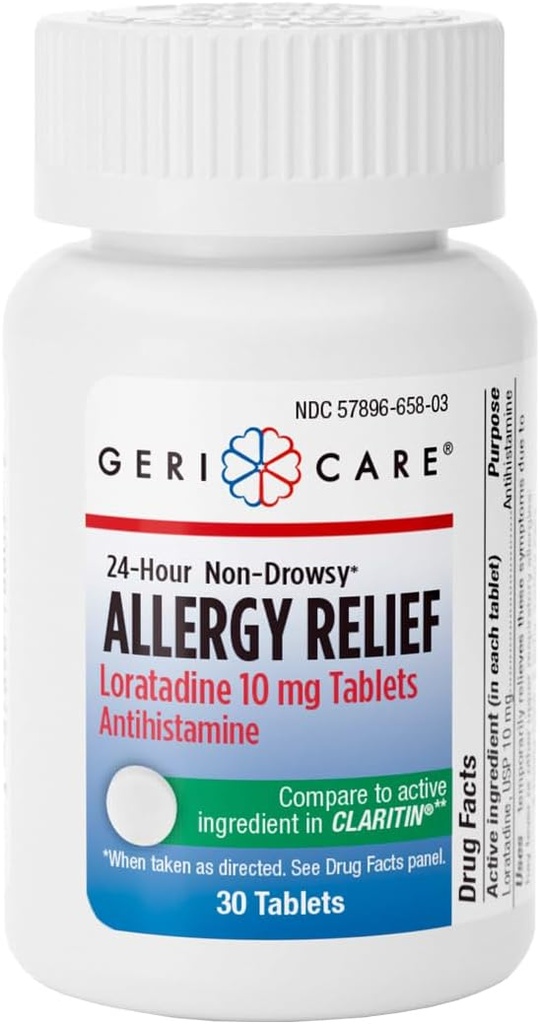 BackCare Loratadine 10 mg Non-Drowsy 24 Saat Antihistamin Antihistamin Antihistamin Antihistamin Alerji/Sinus Runny Nose, Sneezing, Itchy, 30 Count, 1 Pack.