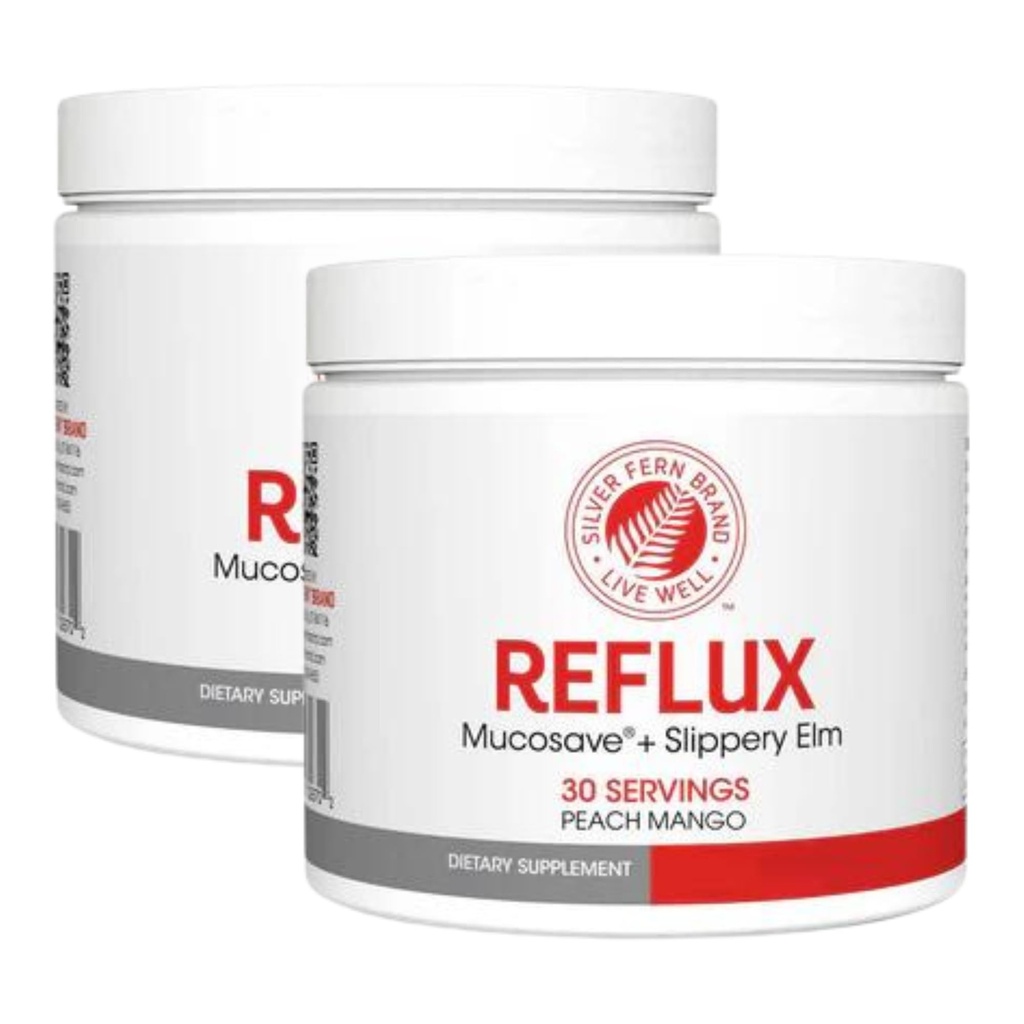 Reflux Digestive Supplement - Peach Mango Flavor - Her Tub = 30 Scoops = 30 Hizmet - Mucosave FG ve Terpery Elm Bark (2 Tubs)