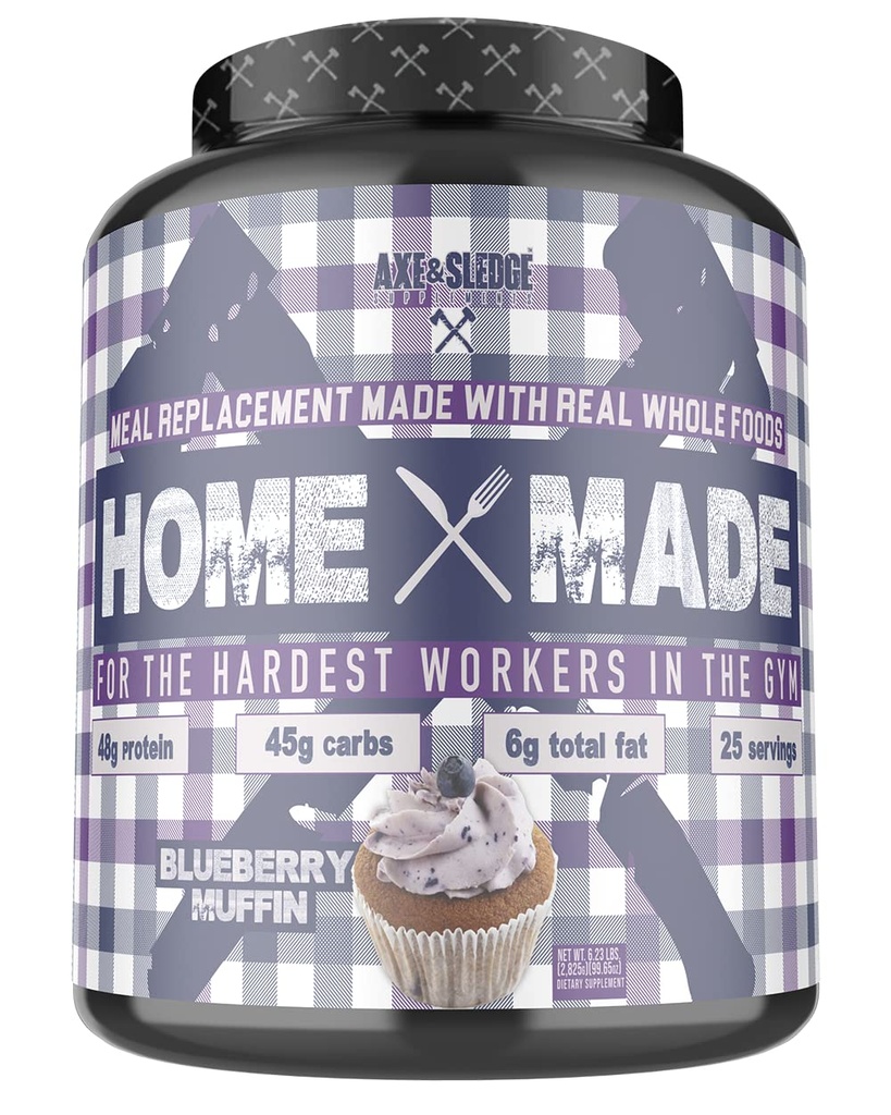 Axe & Sledge Supplements Home Made Whole-Foods-Based Mealchange Toz with Digestive Enzymes, protein, Carbohidrats ve Fats, 25 Hizmet, Blueberry Muffin