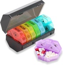 Haftalık Pill Organizer ve Planlayıcı,Pill Case Box Design ve Büyük Karşılaştırma, Vitaminler, Cod Liver Oil,Supplements and Drug (Gray Rainbow)