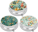 3 Pack Pill Box, Purse & Pocket için Küçük Pill Vakası, Cute Travel Medicine Organizer, Portatif Tıp Konteyneri Vitaminleri, İlaçları, Fish Oil & Supplement, Pretty Çiçekler
