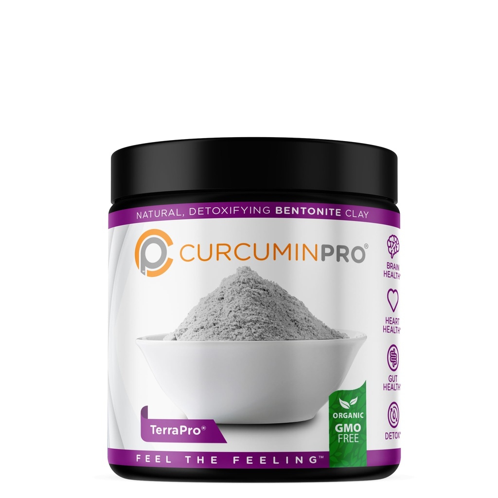 CurcuminPro TerraPro Bentonite Clay Detox Supplement | 90g | Volcanic Food Clay for Natural Detox & Lymphatic Drage | Gut Cleanse & Wellness Support | Bulk Supplement