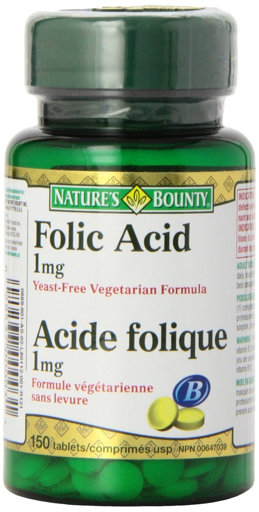 Nature's Bounty Folic Acid 1 mg 150 Tablet (Pazar Mayıs Vary)