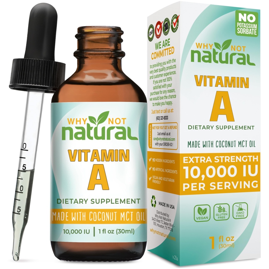 Neden Doğal Vitaminler 10000 IU - Sıvı retinyl Palmitate ile Coconut MCT Oil, Vegan VIT A Supplement for Skin - 1 oz sublingual Tincture