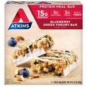Atkins Blueberry Yunan Yogurt Protein Meal Bar, Yüksek Fiber, 15g Protein, 3g Sugar, 5g Net Carbs, Meal Change, Keto Friendly, 5 Count