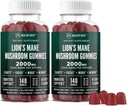 Lions Mane Mushroom Gummies for Yetişkinler, 280 Count Bulk Lion's Mane Chewables, High Potency 10:1 Organik Tür 2000 mg, Supplement Supports mental Clarity, Focus, Mood ve Brain Fog, 2 Pack, Mood and Brain Fog, 2 Pack, Mood and Brain Fog, 2 Pack