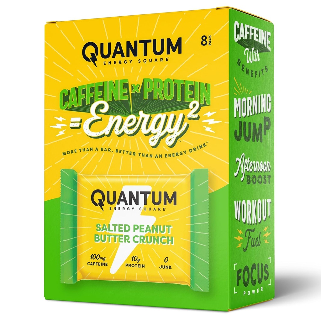 Kuantum Enerji Meydanı: Enerji Bar Caffeine & 10g Protein ile. (Vegan, Gluten-free, Soy-free, Dairy-free) (Salted Peanut Butter Crunch)