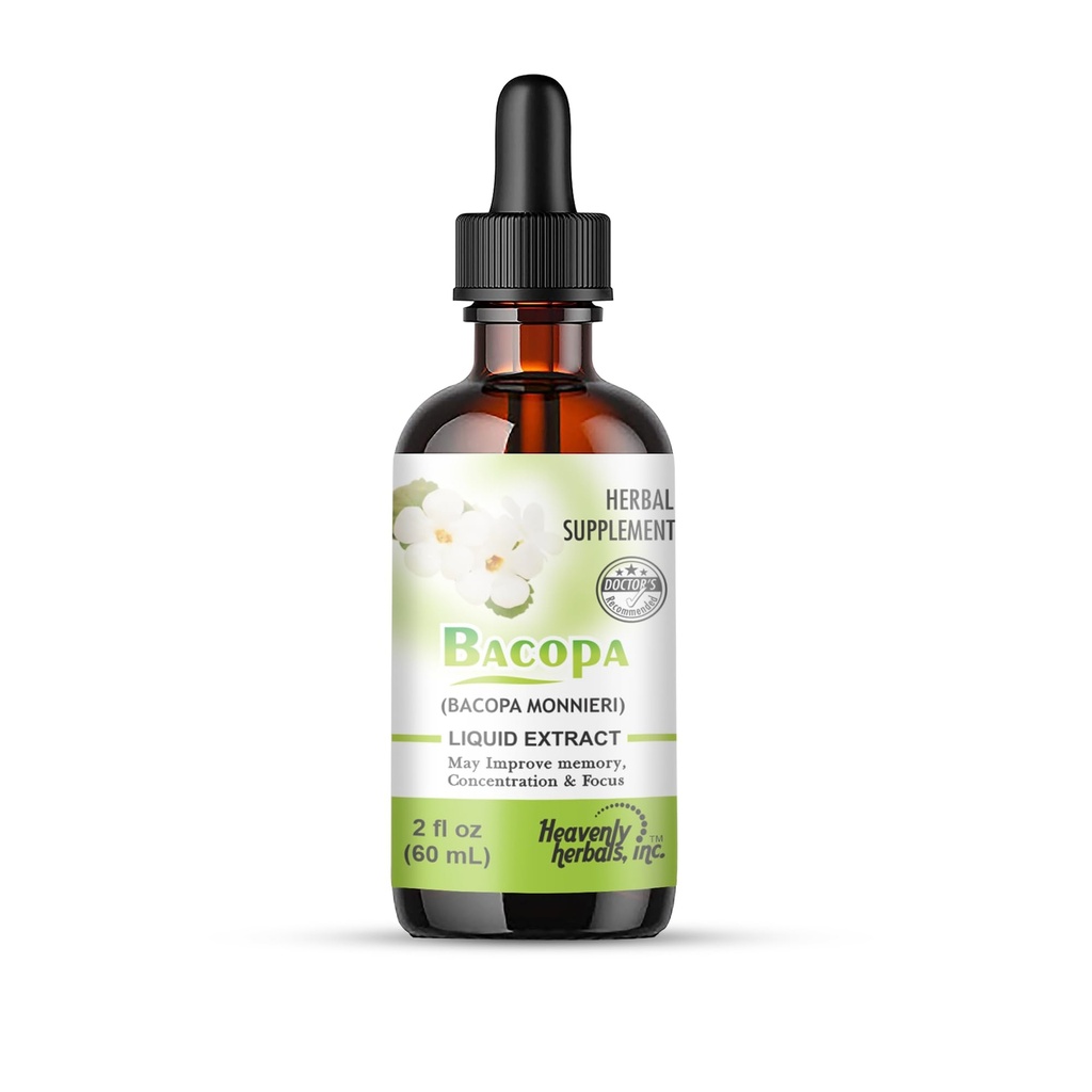 Bacopa Drops - Improves Memory Concentration, Focus - Bacopa Monnieri Ekstraksiyon | Beyin Tamamlayıcı Bilişsel Geliştirme | Herbal Remedy 2.0 fl oz - WellnessHerbs ABD'den Gemiler.