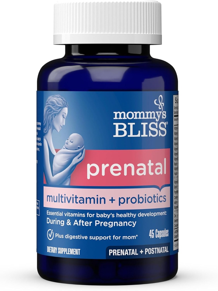 Anne'nin Bliss Prenatal Multivitamin + Probiyotik for Women w/ Folic Acid, Supports Baby Development & Mom's Digestion w / çinko, B6 & B12, Ginger & Choline, Vegan & Gluten Free (45 hizmet)