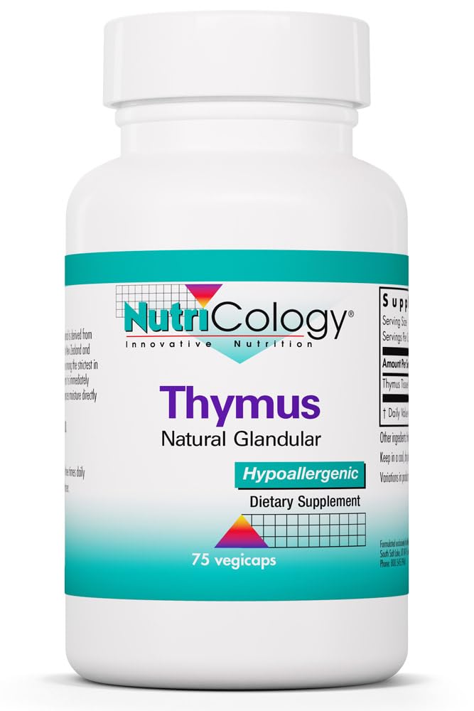 Nutricology Thymus Supplement - Yourmus Tound, Glandular Extract, 1000 mg Raw Thymus Glandular, Ovine, Lyofiliized, Hipoallergenic - 75 Count