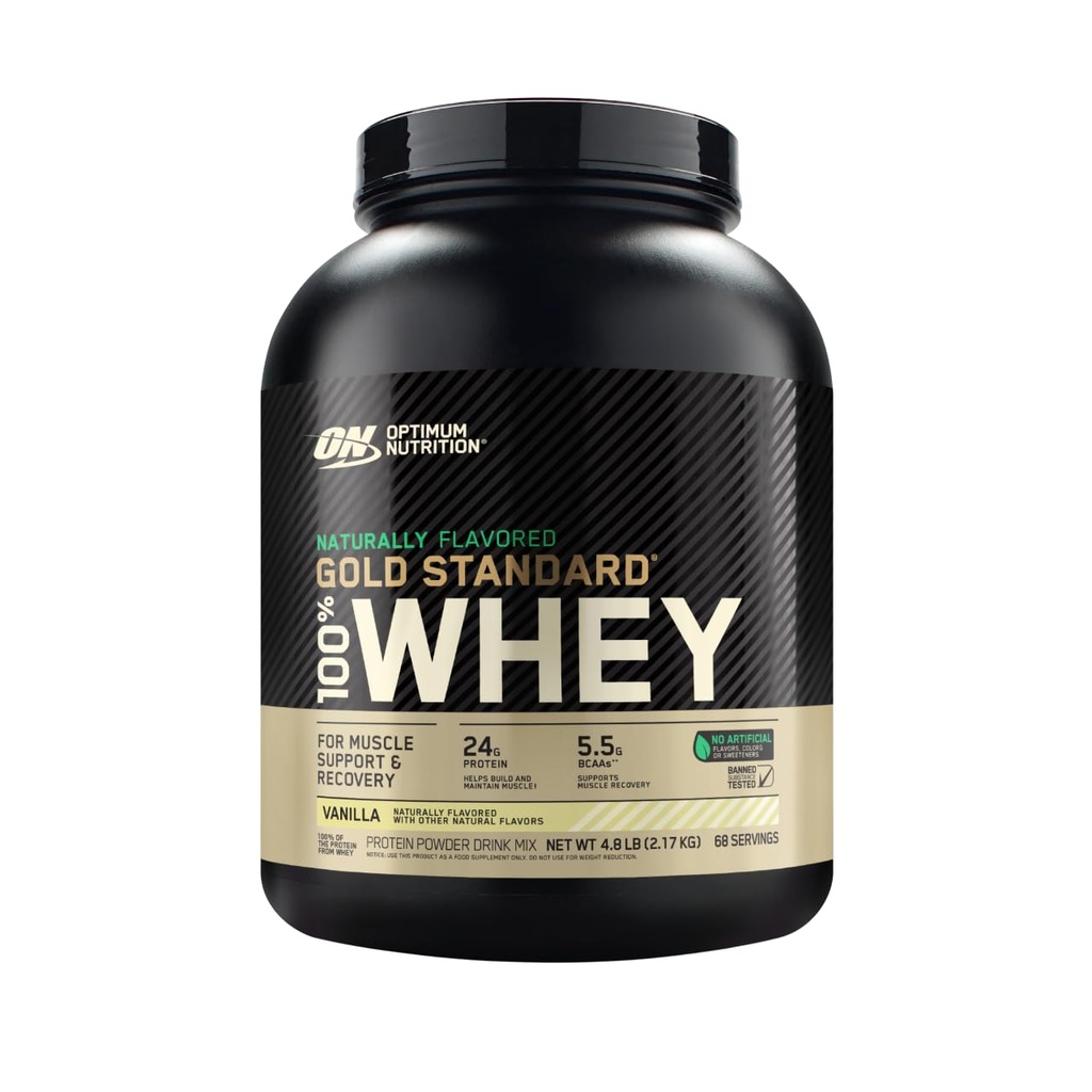 Optimum Beslenme Altın Standardı 100% Whey Doğal Lezzetli Protein Toz 4.8 (Pazar Mayıs Vary) Vanilla, 76.8 Ounce