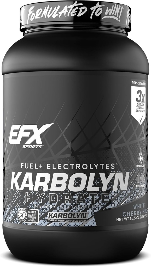 EFX Sports Karbolyn Hydrate | Carbohydrate Powder + Electrolytes | Sugar Free Sports Drink Mix | Fuel & Hydration | Stimulant Free | 66 Servings (White Cherry Frost)