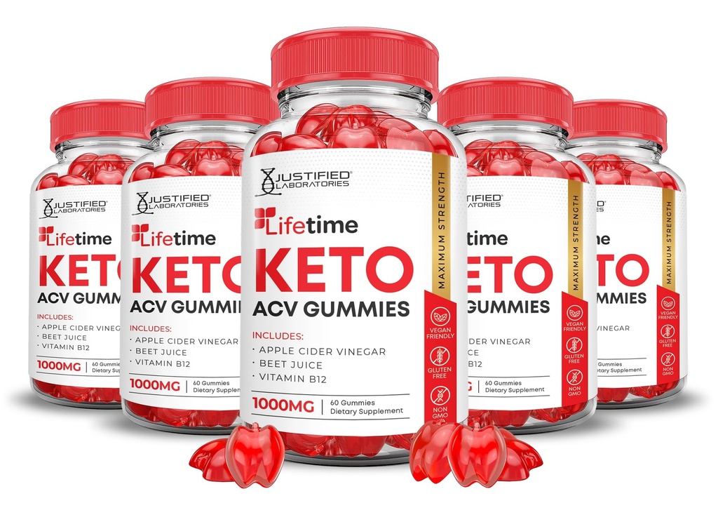 (5 Pack) Lifetime Keto ACV Gummies Advanced Formula 1000MG Lifetime Keto Gummies Apple Cider Vinegar Formulated with Pomegranate Beet Juice Powder B12 Vegan Non GMO 300 Gummys