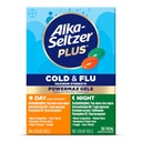 Alka-Seltzer Plus Power Max Cold & Flu Day+Night Medicine: Cough Suppressant, Cold and Flu Medicine For Yetişkinler and Children 12 Years and Older, 36 Count May Vary