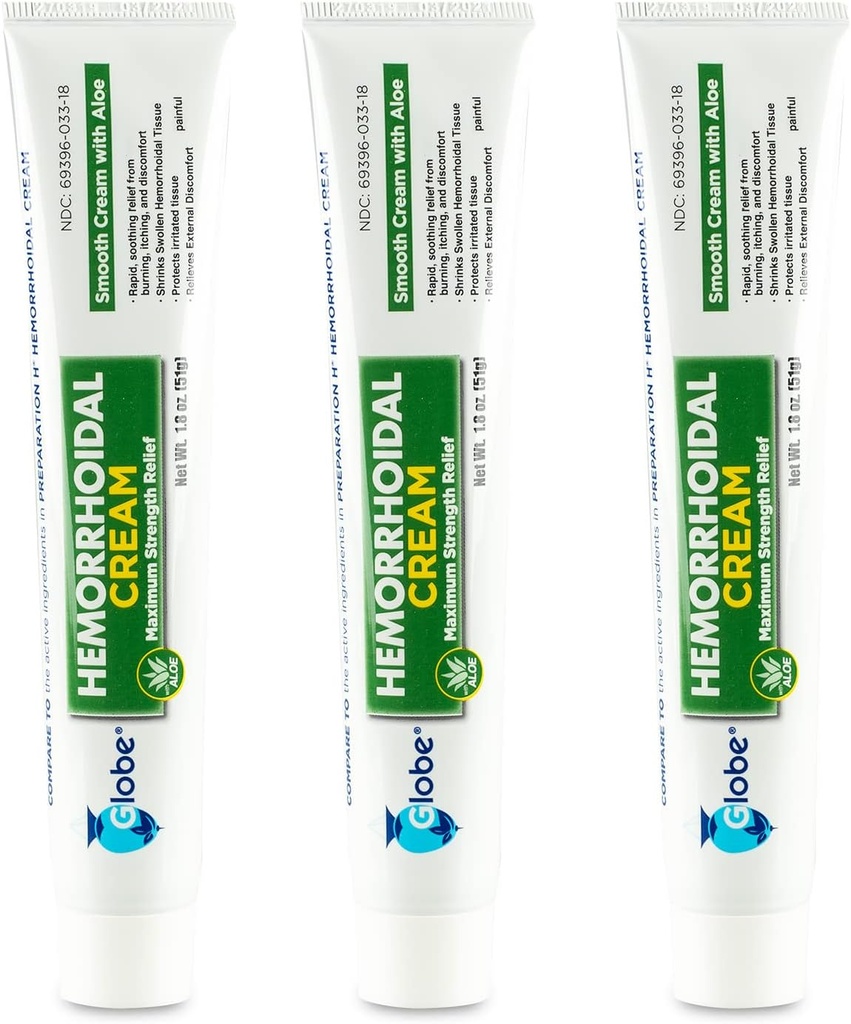 (3 Pack) Hemorrhoid Cream, Aloe ile Yardım, (1.8 Ounce Tube) Hemorrhoids, Piles, Itching, Yan, Discomfort, & More