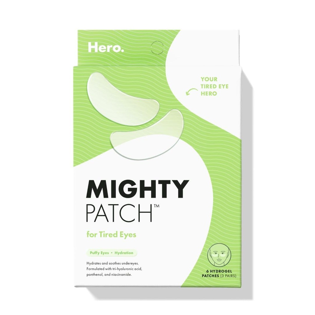 HERO COSMETICS Tired Eyes Patches - Soothing Hydrogel Patches - Awakens and Visibly De-puffs Undereyes with multiple Applications (6 Count))