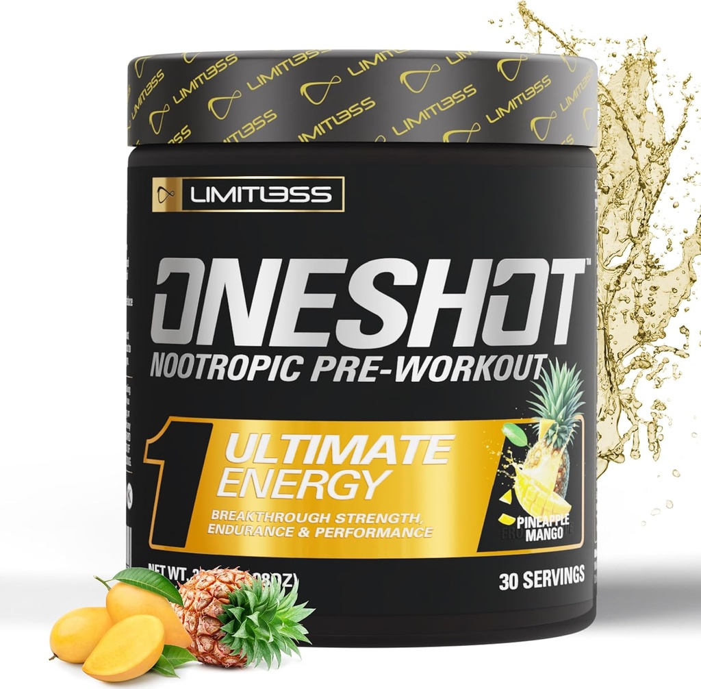 BİRSHOT Erkekler ve Kadınlar için Toz - BCAAS Amino Asits Supplement Toz, 200 mg Caffeine, Beta Alanine Toz, Citrulline Malate Preworkout Toz - Pineapple Mango - 30 Hizmet