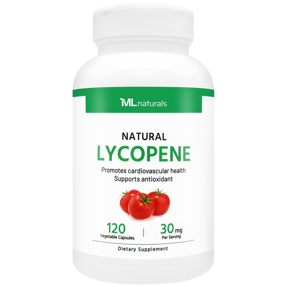 ML Naturals Natural Lycopene 30 mg 120 Sebze Kapsülleri. Antioksi & Immune Support, Cardiovascular Health & Prostate Health, NSF-Cerized & cGMP-Compliant, Third-Party Lab Tested