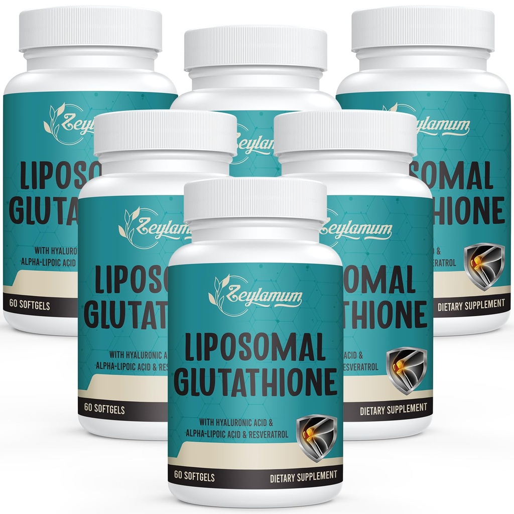 2400 MG Liposomal Glutathione Softgels, Max Aborpsiyon, Active Form L-Glutathione Azaltıd (GSH), Hyaluronic Acid, Resveratrol, Master Antioksis for Detox, Brain, Immune System, 360 Softgels