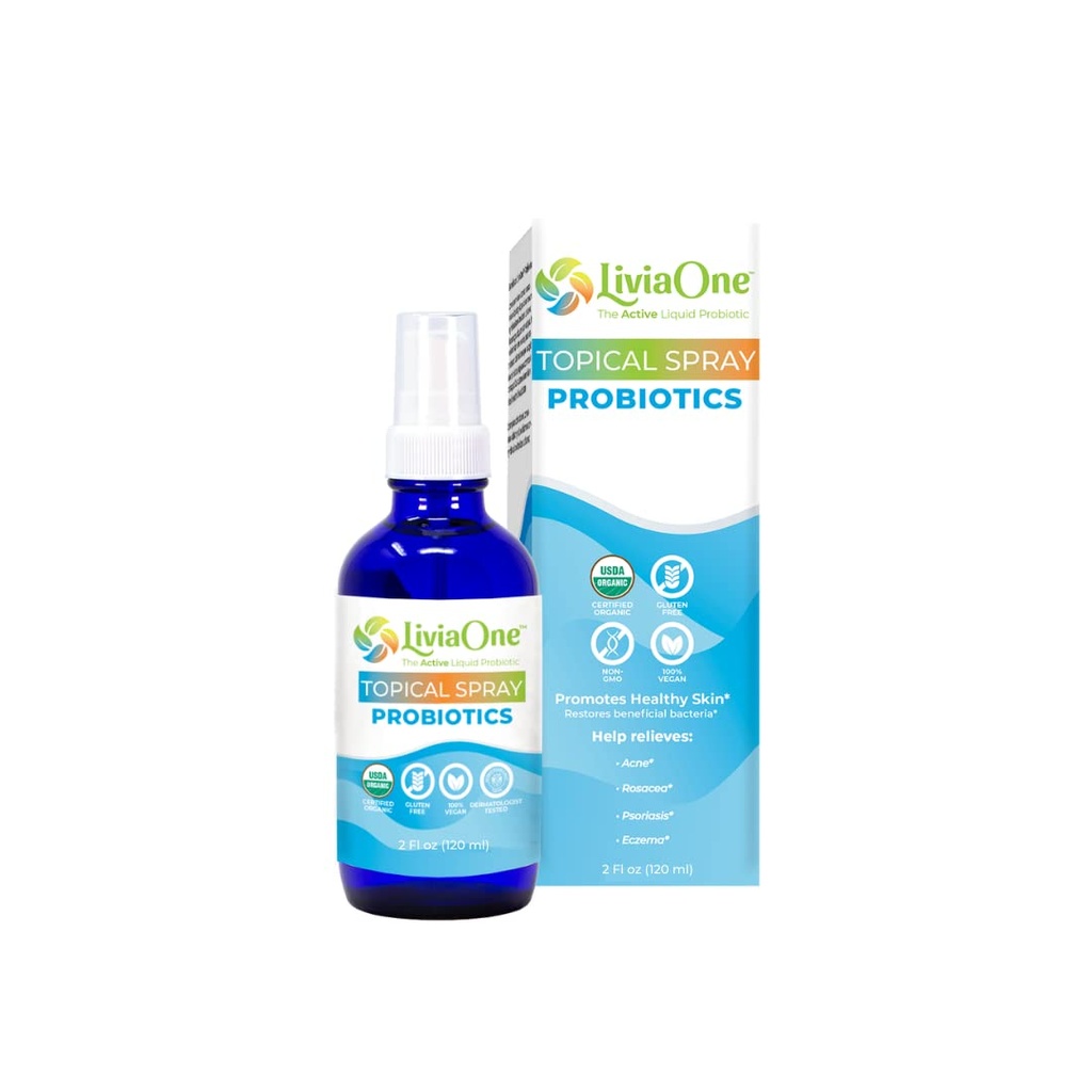 LiviaOne Topical Liquid Probiyotiks Spray, USDA-Cerated Organic Probiyotiks, Gluten- ve Allergen-Free Vegan Probiyotiks, Non-GMO ve Raw, 2 Fl Oz (Pack of 1)