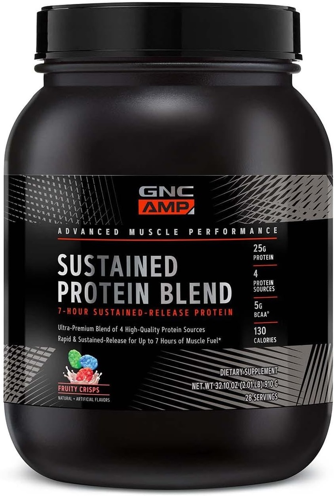 GNC AMP Sustained proteini - Meyveli Crisps (28 Hizmet)