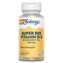 SOLARAY Super Bio Vitamin D3 in Coconut Oil - D3 Vitamin 5000 IU - Bone Health and Immune Support Supplement - Lab TY, Made Wtihout Soy, 60-Day Garanti - 120 Softgels, 120 Hizmet