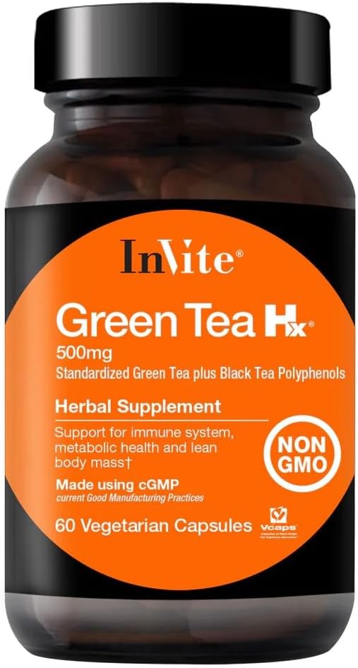 Invite Health - Green Tea Hx - Standarized Green Tea Plus Black Tea Polyphenols - 60 Vegetarian Capsules - 30 Day Supply (2-Pack)