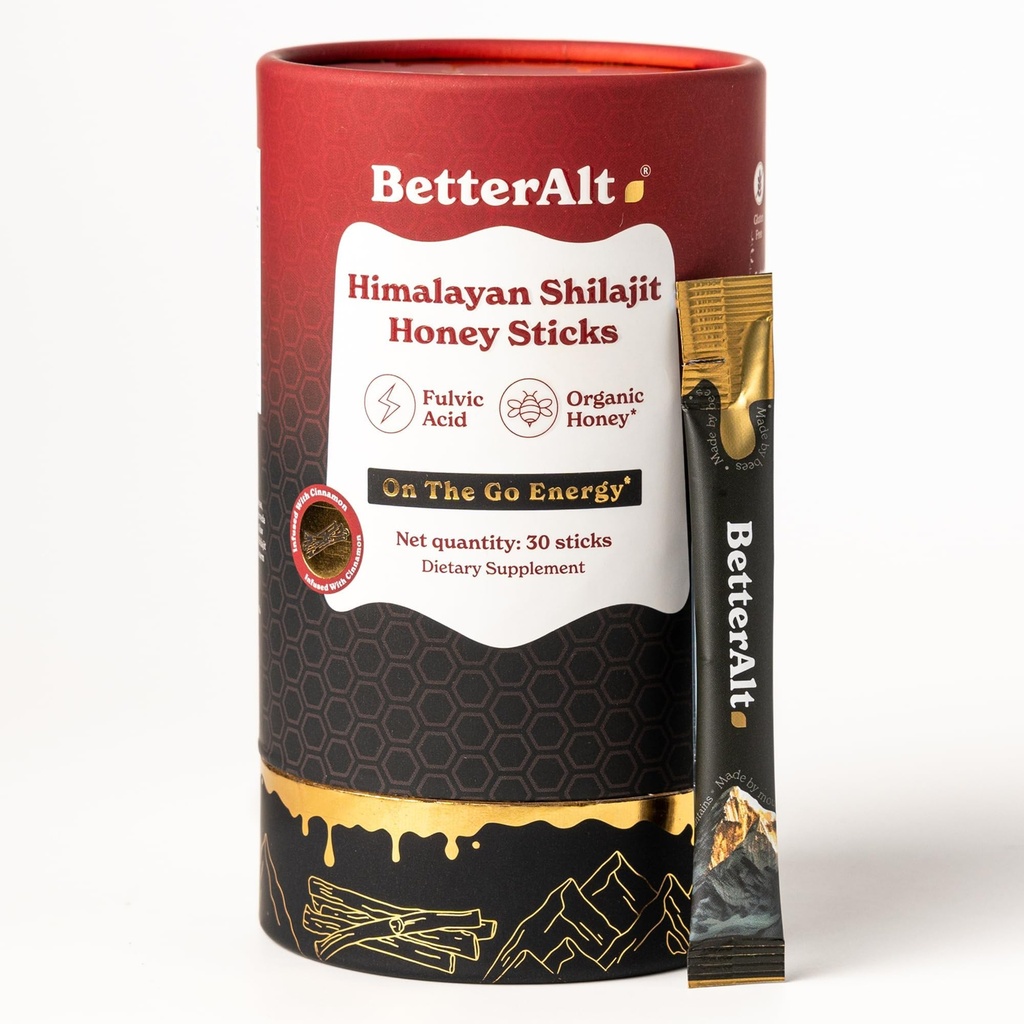 Daha iyi Alt Saf Himalaya Shilajit Cinnamon Honey Sticks with Organic Honey | Consume Shilajit| 30 Energy Boost & Immune Support, 85+ Trace Minerals, %75+ Fulvic Acid